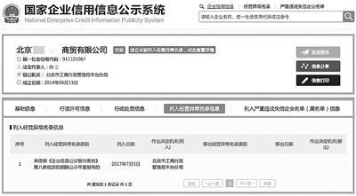 工商信息顯示，目前在孫晴名下的北京公司已列入經(jīng)營(yíng)異常名錄