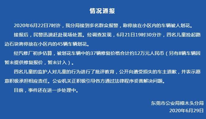 四名兒童劃花45輛車 警方：其中37輛車修復價合約12萬