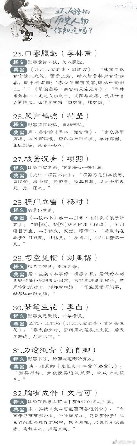 70個(gè)與歷史人物相關(guān)的成語，你了解嗎？