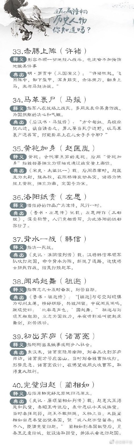 70個(gè)與歷史人物相關(guān)的成語，你了解嗎？