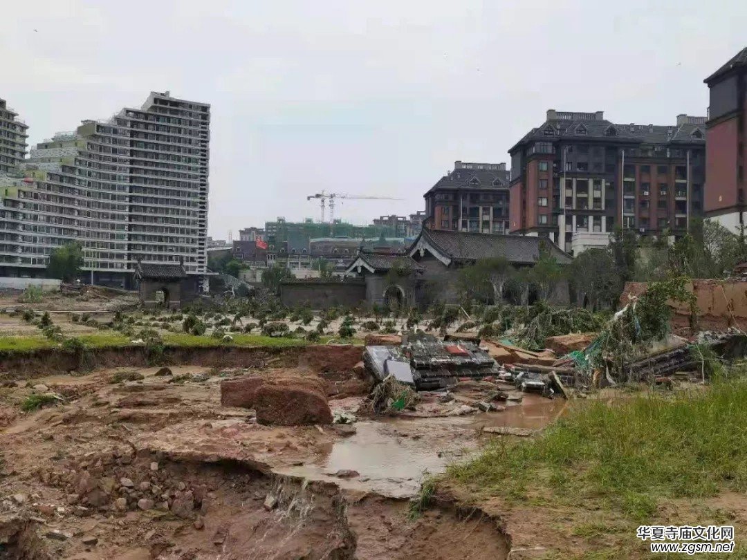 暴雨下的滎陽洞林寺受災實況，千年古剎災后修建迫在眉睫