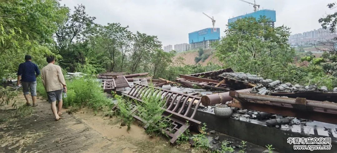 暴雨下的滎陽洞林寺受災實況，千年古剎災后修建迫在眉睫